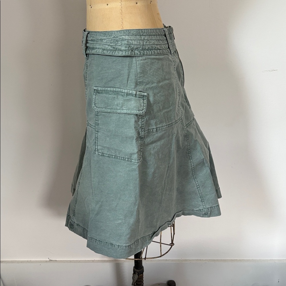 Anthropologie Moss Green Utility Flare A-Line Skirt w/ Pockets 6 - Picture 4 of 11